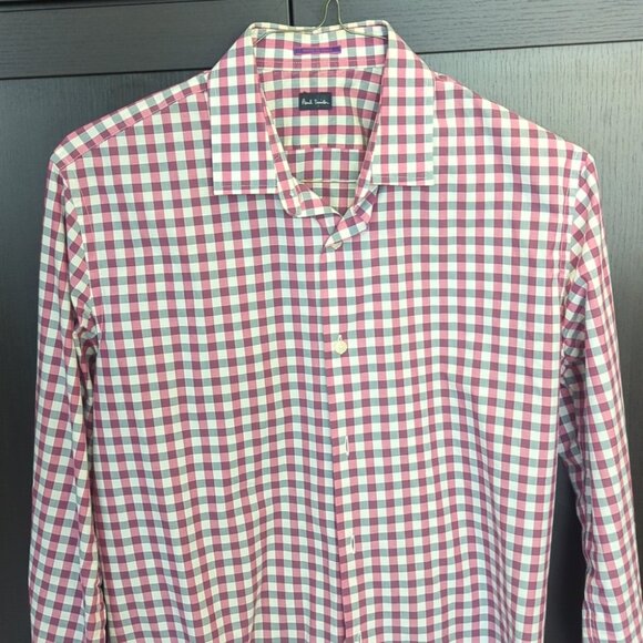 Men's Paul Smith Red and White Checkered Men's Shirt - Size L Like New - Picture 1 of 4